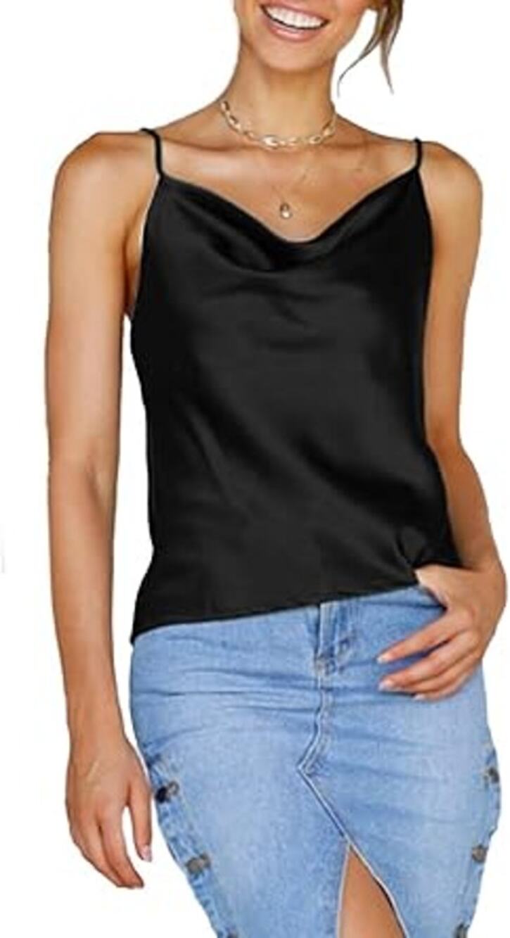 Famulily Black Sleeveless Cowl Neck Tank Top Blouse Women's Size Large